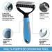Uoking Undercoat Rake for Dogs & Cats - 2-Sided Dematting Tool Brush | Remove Mats and Tangles Safely | Rounded End Blades | Extra Wide Head - Blue - Buy Online on GoSupps.com