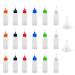 18 Pcs Precision Tip Applicator Bottles  MYYZMY 0.5 Ounce Translucent Glue Bottles  with 2 Funnel  Multicolor Lids