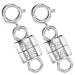 Qulltk 925 Sterling Silver Magnetic Necklace Clasps and Closures,Mini Bracelets Clasp Converter Gold and Silver Chain Extender for Jewelry Making Supplies 2Pcs Silver