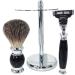 NSNT Exquisit Men's Razor Brush Set | Stainless Steel Manual Holder | Fashionable Hair Care Tool Gift | 10x17cm Silver - Buy Online on GoSupps.com