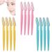 12 packs of eyebrow razor portable razor trimmer face hair knife remote shaper razor trimmer for women and men face hair remover (yellow pink blue)