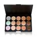 15 Colors Concealer Palette for Facial Camouflage & Contouring + Sponge Puff & Oval Brush - Makeup Cream - Buy Online on GoSupps.com