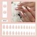White French Tip Press On Nails - Almond Pink Chrome Design Full Cover Long Acrylic False Nails for Women & Girls - 24 Pcs - Buy Online on GoSupps.com