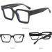 Kursan Square Black Glasses - Retro Oversized Thick Frame Eyeglasses for Women & Men - Clear Lens 54mm - Buy Online on GoSupps.com