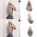 Platinblonde women's wig with a synthetic tip at the front natural look smooth soft ash blonde half-hand-tied long heat-resistant for parties cosplay 66 cm