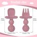 Baby Fork and Spoon Set - 6 Pcs Silicone Toddler Utensils for Self-Feeding (Beige/Pink/Red) - Ideal for Baby Led Weaning - 6 Months - Buy Online on GoSupps.com