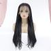 wig Black three-small braid wig high-temperature silk large size front lace chemical fiber wig headgear
