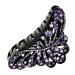 ARFINNE Big Hair Claw Clips With Purple Rhinestone 5 Inch Nonslip Leaf Plastic Extra Large Black Jumbo Jaw Clip for Women Strong Hold Thick and Long Hair Violet