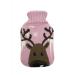Premium Classic Rubber Hot Water Bottle with Cartoon Cover (Pink-Brown Face 0.5L) Pink Brown Deer 0.5L