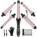 Prizm Pro Clamp Curling Iron Set 5 Interchangeable Barrel Curling Wand Hair Wand 11 LCD Adjustable Temp 0.6 to 1.25 Inch Bubble Wand Tapered Curling Iron Travel Dual Voltage Rose Pink