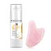 Skin Care Vitamin C Face Serum 1.05oz and Gua sha Facial Tool for Face with Hyaluronic Acid Hydrolyzed Collagen and Aloe Leaf Extract Anti-Aging Face Serum for Wrinkles & Dark Spot