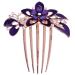 Lurrose Flower Bride Hair Side Comb Rhinestone Bridal Comb Barrette Wedding Hair Accessory for Women (Purple)
