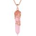 MAIBAOTA Rose Quartz Healing Crystal Point Necklace Flower Wrapped Natural Crystals Stone Pendant Necklaces Reiki Quartz Gemstone Jewelry for Women-Rose Gold Rose Quartz Crystal