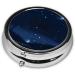 Dark Blue Night View Round Pill Box - 3 Compartment Organizer for Travel & Purse - Portable Pill Storage Solution - Buy Online on GoSupps.com