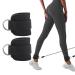 2 pieces of foot loops cable pull fitness ankle straps with D-rings foot cuffs and carabiners for fitness training foot cuffs cable train for men and women leg extensions gluten muscles (black)
