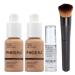 Phoera Foundation Full Coverage Makeup Set - Includes x2 Sand 30ml Matte Foundation 6ml Face Primer & Liquid Foundation Brush for Easy Application