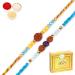 Ghasitaram Gifts Rakhi for Brother Rakhis Online - Set of 2-1906 and 1907 Rudraksh Rakhis with 400 GMS of Soan Papdi