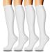 4 Pairs Copper Compression Socks for Women & Men Circulation 15-20 mmHg - Best Support for Nurses Running D-white Small-Medium