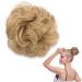 Messy Updo Hairpiece Scrunchy Scrunchie Hair Bun Extension Dark Blonde to Ash Blonde Curly Hair Ribbon Ponytail Extensin Donut Hair Chignons Normal Dark Blonde to Ash Blonde