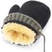 Infant Toddlers Winter Mittens with Anti-Lost String | Cute Cartoon Gloves for Baby Girls Boys 0-3 Years | Dual Layers Plush Padded Knitted Gloves in Black - Buy Online on GoSupps.com