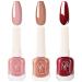 Nail Polish Set - Nude Nail Varnish Sets - Nude Brown Pearl Red Pink Nail Varnish - Oil-Based Formula French Manicure Nail Polish - Long Lasting Nail Polish for Women DIY Nail Art
