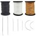 Topus Extra Strong Upholstery Repair Sewing Thread Kit and Heavy Duty Household Hand Needles  Including 7 Styles of Leather Canvas Sewing Needles and 3 Colors Nylon Thread (70 Yard of Each Roll)