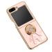Tivenfezk nadoli for samsung galaxy z flip 5 astronaut hidden stand shell caricature ultra thin coating galvanized 360 ring stand soft silicone scratch -resistant cell phone cover protective cover samsung galaxy z flip 5 pink