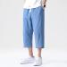 CEWIFO Men's 3/4 Casual Shorts | Elastic Waist Wide Leg Bermuda Pants - Lightweight Cotton Yoga & Beach Wear - A1-Blue XXL - Buy Online on GoSupps.com