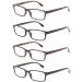 Kerecsen rectangular reading glasses for men retro style spring hinges comfortable reading glasses 4 pieces +1.75 Magnification 2 Black 2 turtle