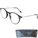 Mini glasses Light anti blue light glasses Reading glasses round/rectangular free case plastic frame (black) with metal iron blue light filter glasses and women around 2.5 diopters