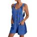 WILLBEST Women's Casual Dungarees Summer Overalls Jumpsuits Short Sleeve Straps Straight Wide Leg Long Pant Romper with Pockets 845-oyvsw-5-blue M - Buy Online on GoSupps.com