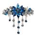 E EMZHOLE Luxury Hair Barrettes Flower Tassel Design Spring Clip Rhinestone Hairpin Crystal Hair Clip Hair Accessories for Women Girls (Royal blue)