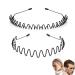 Metal Headband Sports Hair Bands for Men Black Fashion Non-slip Hair Hoop Outdoor Sports Weddings Daily Wear(2pcs)