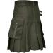 Men's Scottish Kilt - Stylish Punk Skirt with Contrast Bags & Zipper | Casual Daily Wear - Z11301 Green - Buy Online on GoSupps.com