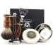 Haryali London Men's Wooden Shaving Set 5-Edge Razor Black Badger Brush Stand Bowl and Soap