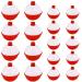 Owevvin 50 Pack Bobber Bulk Hard ABS Fishing Float 1 and 1.5 Inch Fishing Bobbers Snap-on Floats Red and White
