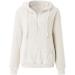 Bigfanshu Women's Sweaters Fashion Long Sleeve with Cap Double-Sided Plush Zipper Sweatshirt Blouse White - Buy Online on GoSupps.com