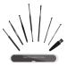 8PCS Innovative Spring Ear Pick Earwax Removal Kit Matte Black Ear Cleansing Tool Set Ear Curette Ear Wax Remover Tool with Cleaning Brush and Storage Box