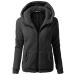 Bigfanshu Womens Fleece Teddy Hoodies Zipper Solid Pocket Hooded Coat Winter Warm Cotton Outwear Casual Sweatshirt Black
