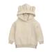 Infant Boys Solid Ear Toddler Sweatshirt Cute Top Girls Baby Hoodie Boys Tops Long Sleeve Sweatshirt Beige 12-24 Months