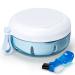 Leak Proof Denture Cup Kit Portable Retainer Case Perfect for Travel Denture Case Container Cleaning Care for Dentures Aligner Mouth Guard with Denture Brush Strainer Removal Tool and Mirror White