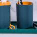 Dark Blue Portable Toothbrush Holder - Mini Trash Can & Clothespins Storage Cup for Travel | Clean & Tidy Organizer - Buy Online on GoSupps.com