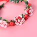 Minkissy Red Bridal Hair Wreath - Women & Girls Flower Headband with Green Leaves | Wedding Party Crown - Buy Online on GoSupps.com