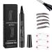 2024 Upgraded Natural Brows Eyebrow Pen 3D Waterproof Microblading Eyebrow Pencil Magic Contouring Pen Long-Lasting 4 Tipped Precise Brow Pen for Natural Makeup (Black)
