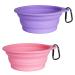 Petbonus dog bitches foldable dog bowl 2 pieces of silicone water bowl for dogs on the way portable leak -proof travel bobs with carabiners for dogs for water and feed (violet pink) 600ml violet pink