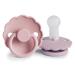FRIGG Daisy SilkySoft Silicone Baby Pacifier | Made in Denmark | BPA-Free (Baby Pink/Soft Lilac  6-18 Months)