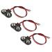 uxcell 3pcs DC 9V Battery Clip T-Type Buckle Connector Faux Leather Housing Lead Wire 12cm Long