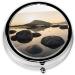 Zen Stone Printed Mini Round Pill Box | 3 Compartment Travel Organizer | Portable Medicine Case for Home & Office Use - Buy Online on GoSupps.com