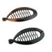 Parcelona French Effortless Mini Small Pair of Brown Tortoise Shell N Black Banana Hair Clip for Fine Hair