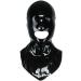 Latex hood unisex rubber mask handle mask with mouth and nose open black with zipper unit size black with zipper unit size